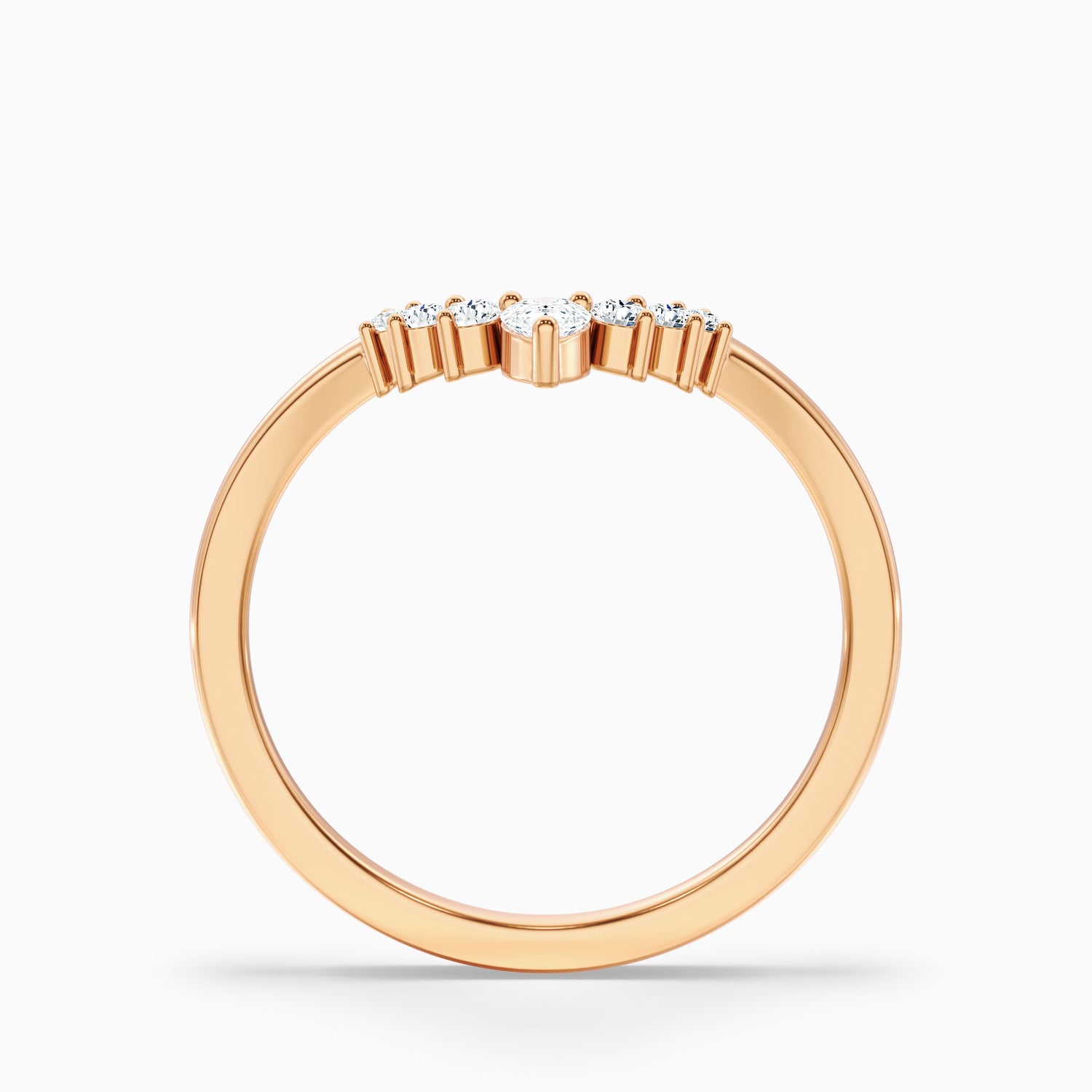 Peony Round Cut Crescent Shaped Lab Grown Diamond Wedding Band