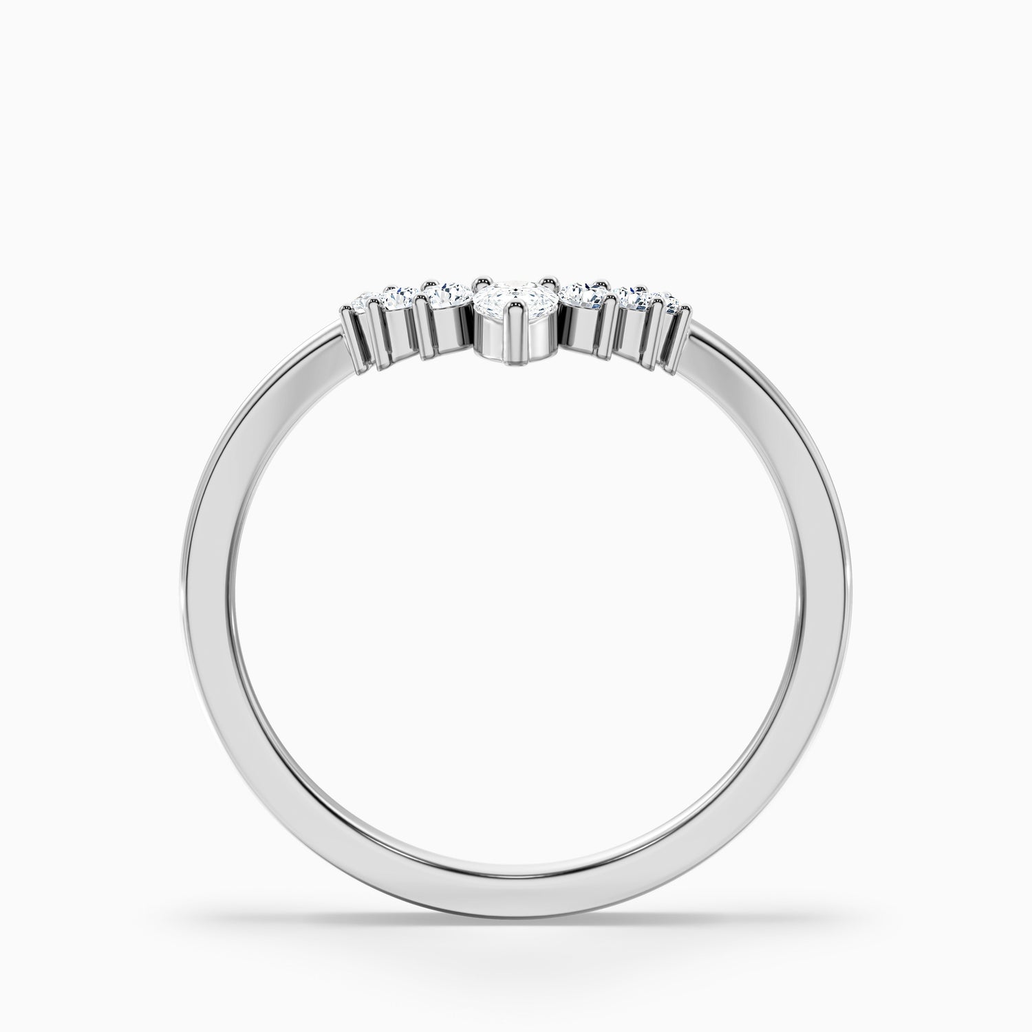 Peony Round Cut Crescent Shaped Lab Grown Diamond Wedding Band