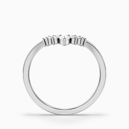 Peony Round Cut Crescent Shaped Lab Grown Diamond Wedding Band