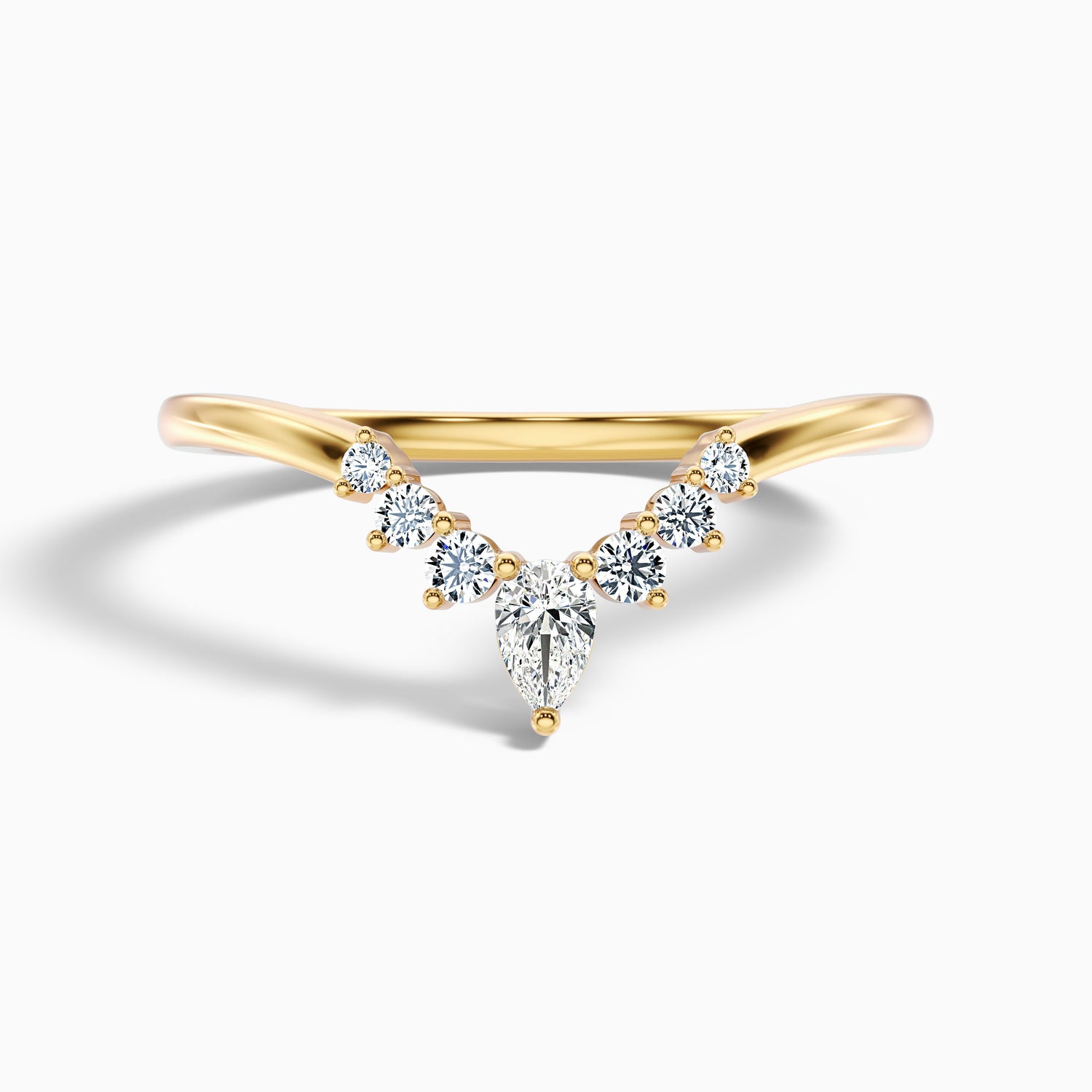 Peony Round Cut Crescent Shaped Lab Grown Diamond Wedding Band