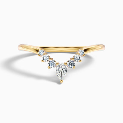 Peony Round Cut Crescent Shaped Lab Grown Diamond Wedding Band