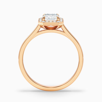 Lara 5.5 Carat Emerald Cut Halo Moissanite Diamond Ring in 14k Yellow Gold  DestGlow