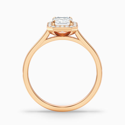 Lara 3.5 Carat Emerald Cut Halo Moissanite Diamond Ring in 14k White Gold