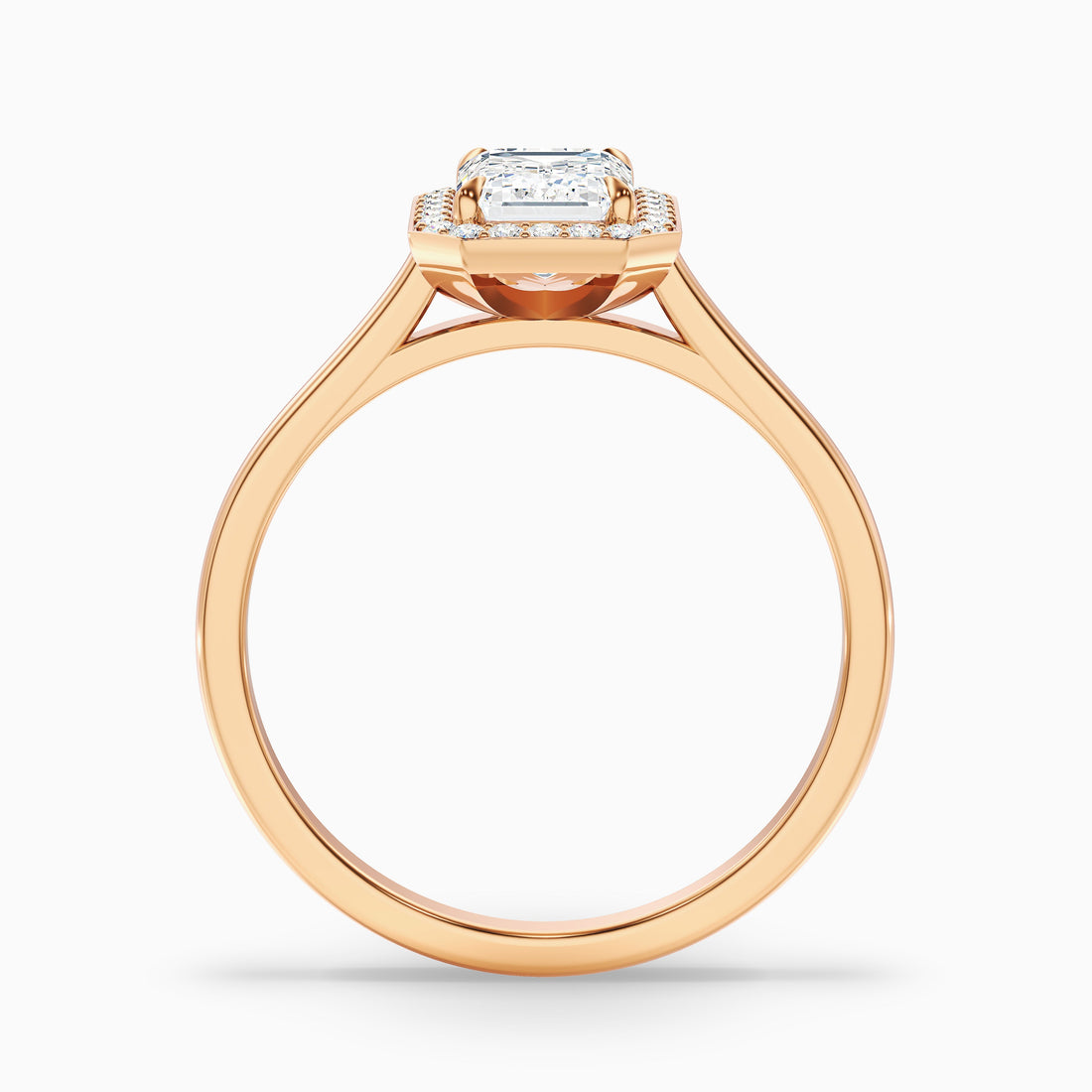 Ila 4.5 Carat Emerald Cut Halo Lab Grown Engagement Ring in 14k Rose Gold  DestGlow