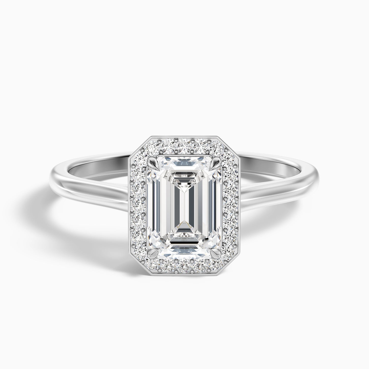 Lara 3.5 Carat Emerald Cut Halo Moissanite Diamond Ring in 14k Yellow Gold