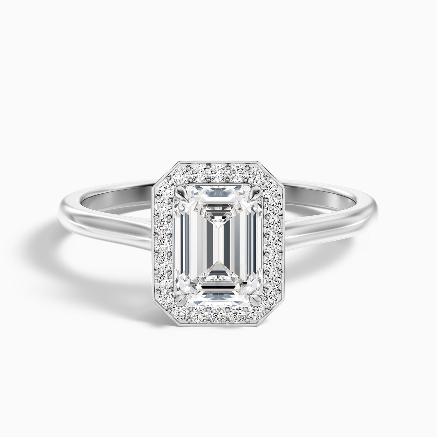 Lara 2.5 Carat Emerald Cut Halo Moissanite Diamond Ring in 10k Rose Gold