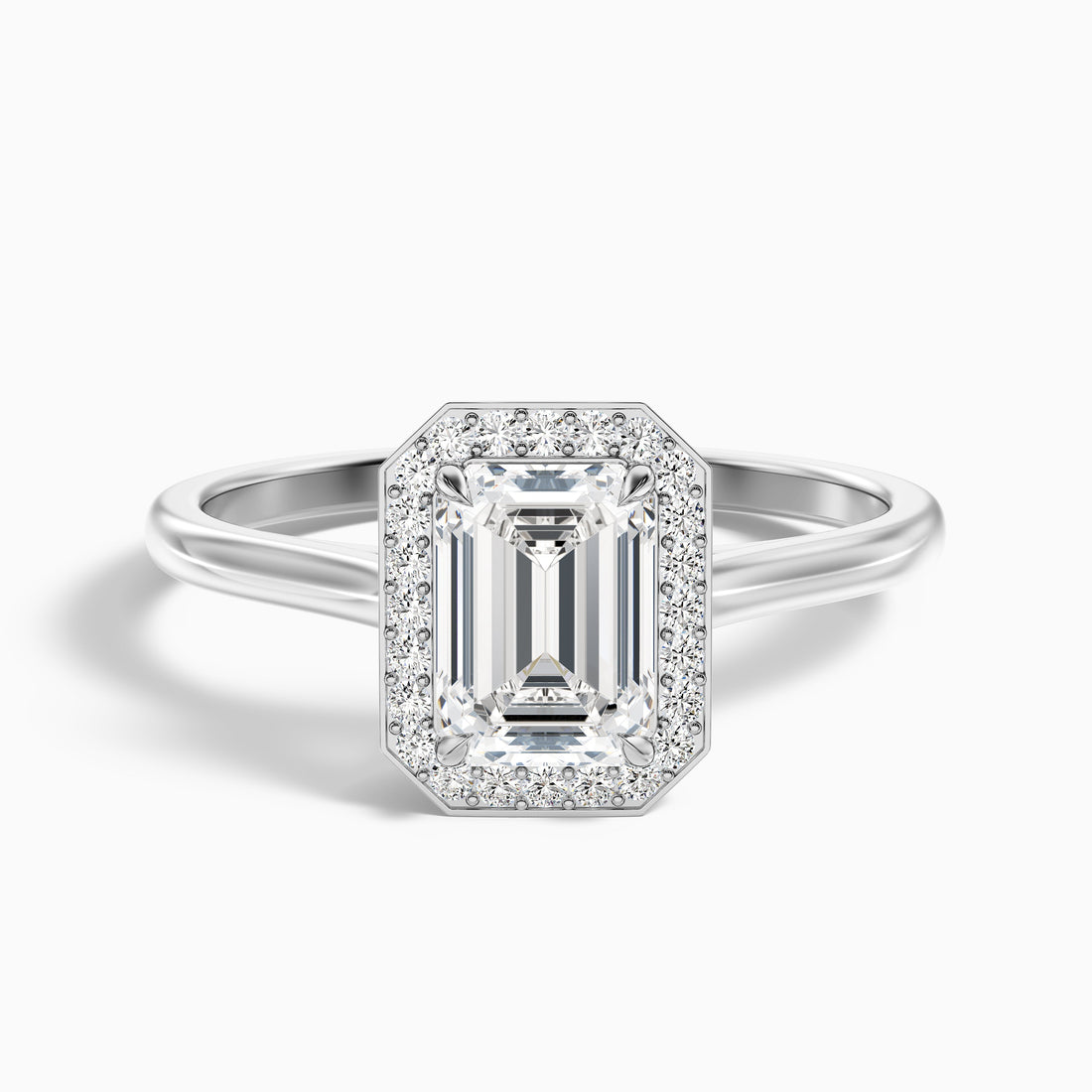 Ila 5 Carat Emerald Cut Halo Lab Grown Engagement Ring in Platinum  DestGlow
