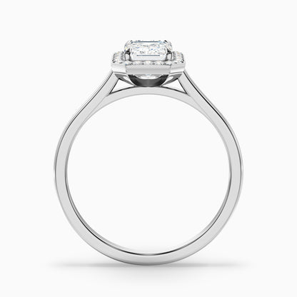 Ila 5 Carat Emerald Cut Halo Lab Grown Engagement Ring in 14k Rose Gold
