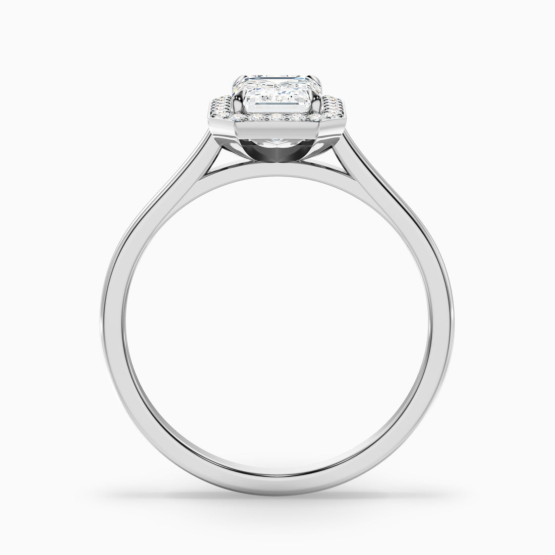 Ila 5 Carat Emerald Cut Halo Lab Grown Engagement Ring in Platinum  DestGlow