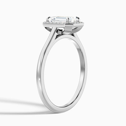 Lara 4.5 Carat Emerald Cut Halo Moissanite Diamond Ring in 925 Sterling Silver