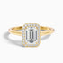 Lara 5.5 Carat Emerald Cut Halo Moissanite Diamond Ring in 14k Yellow Gold  DestGlow