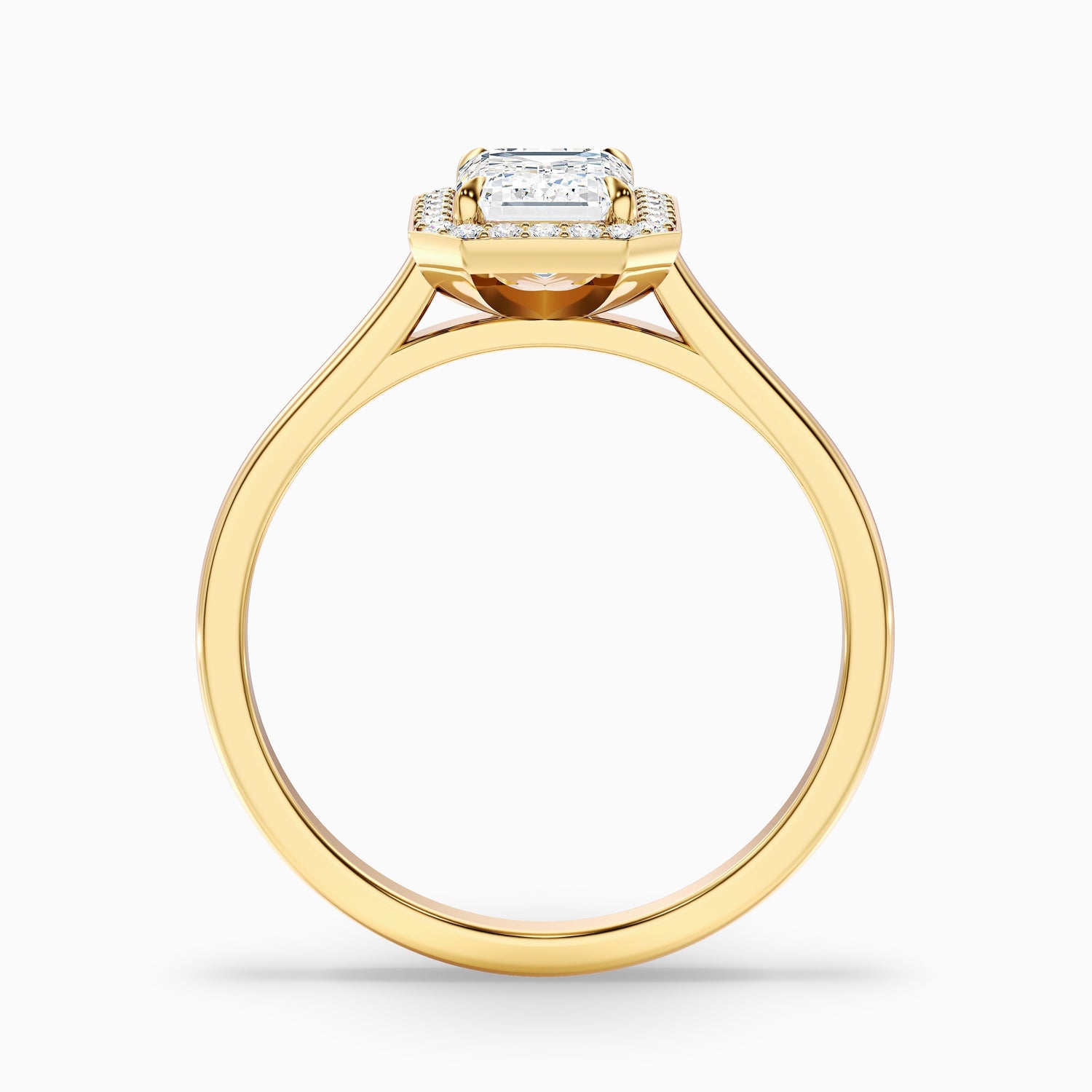 Lara 5.5 Carat Emerald Cut Halo Moissanite Diamond Ring in 18k Rose Gold