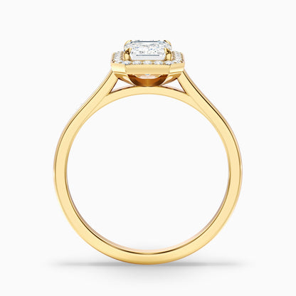 Lara 3.5 Carat Emerald Cut Halo Moissanite Diamond Ring in 10k Yellow Gold