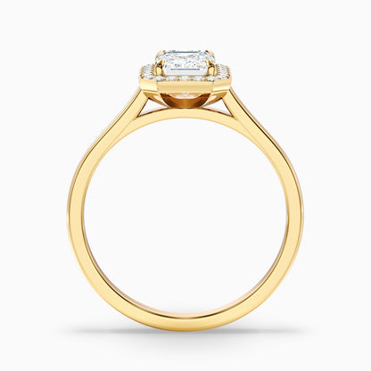 Lara 1.5 Carat Emerald Cut Halo Moissanite Diamond Ring in 18k White Gold