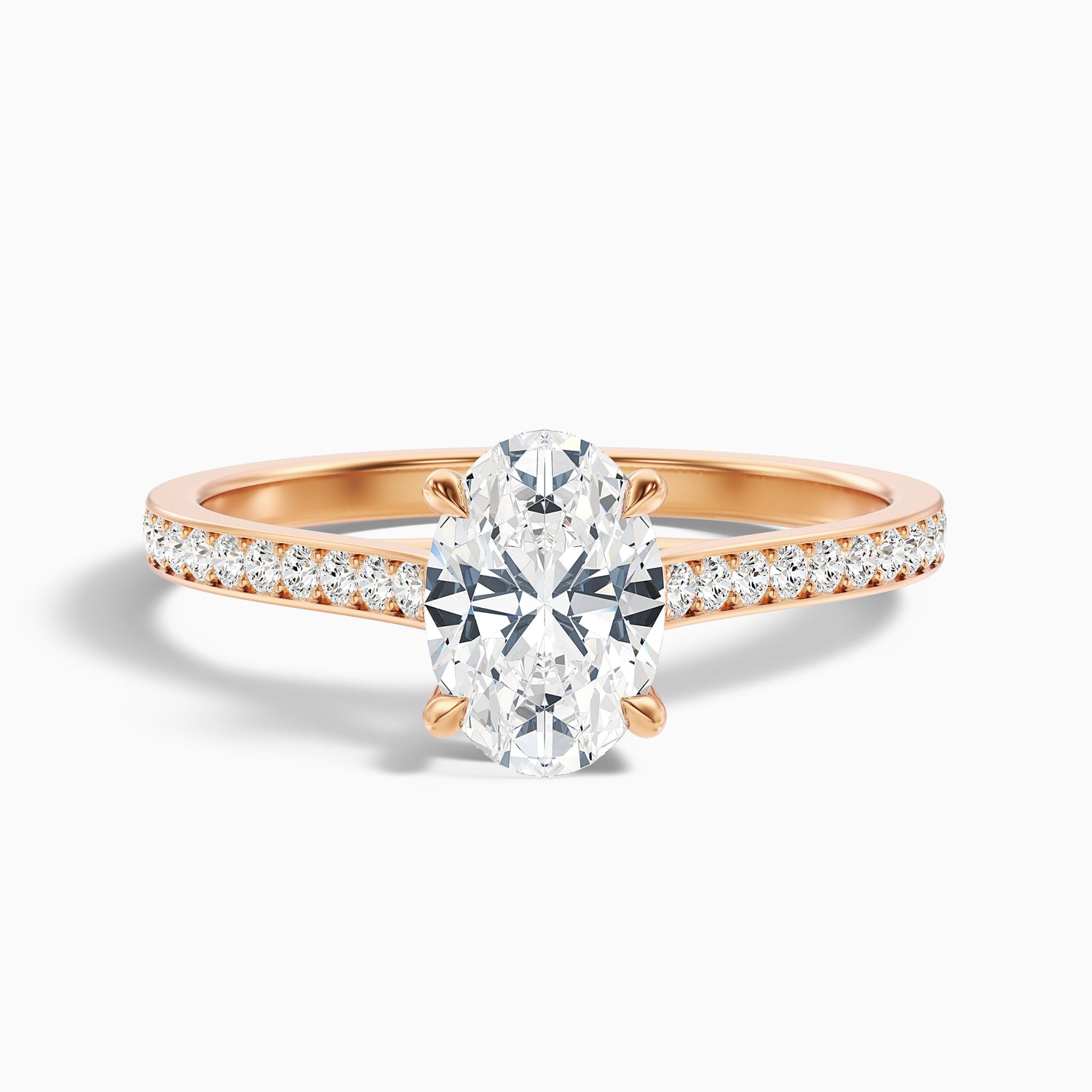 Carla 4.5 Carat Oval Cut Side Stone Pave Moissanite Diamond Ring in 10k Yellow Gold
