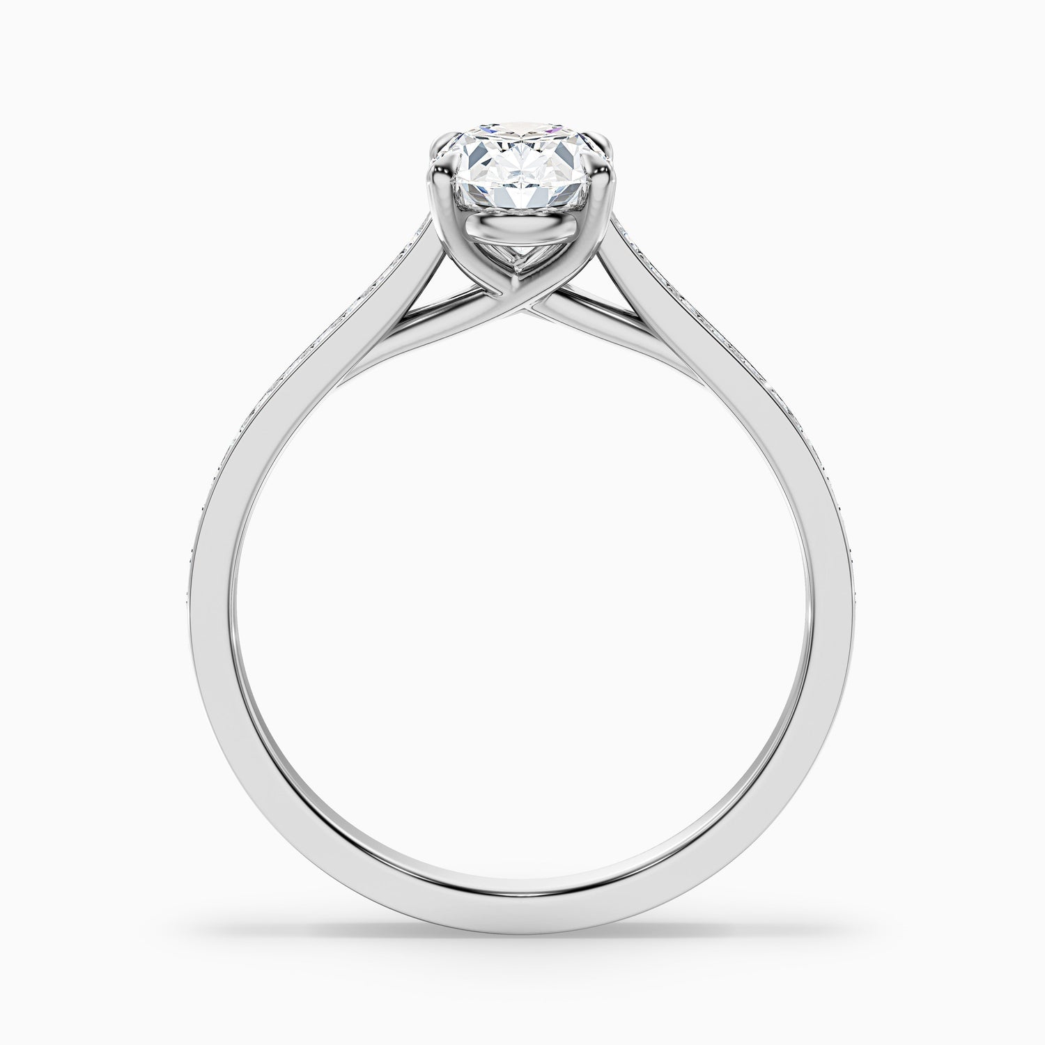 Carla 4 Carat Oval Cut Side Stone Pave Moissanite Diamond Ring in 925 Sterling Silver