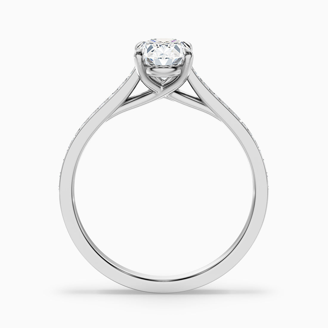 Carla 2 Carat Oval Cut Side Stone Pave Moissanite Diamond Ring in 925 Sterling Silver  DestGlow