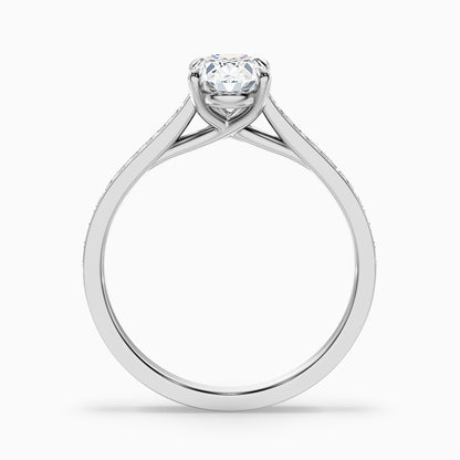 Carla 2.5 Carat Oval Cut Side Stone Pave Moissanite Diamond Ring in 14k Rose Gold