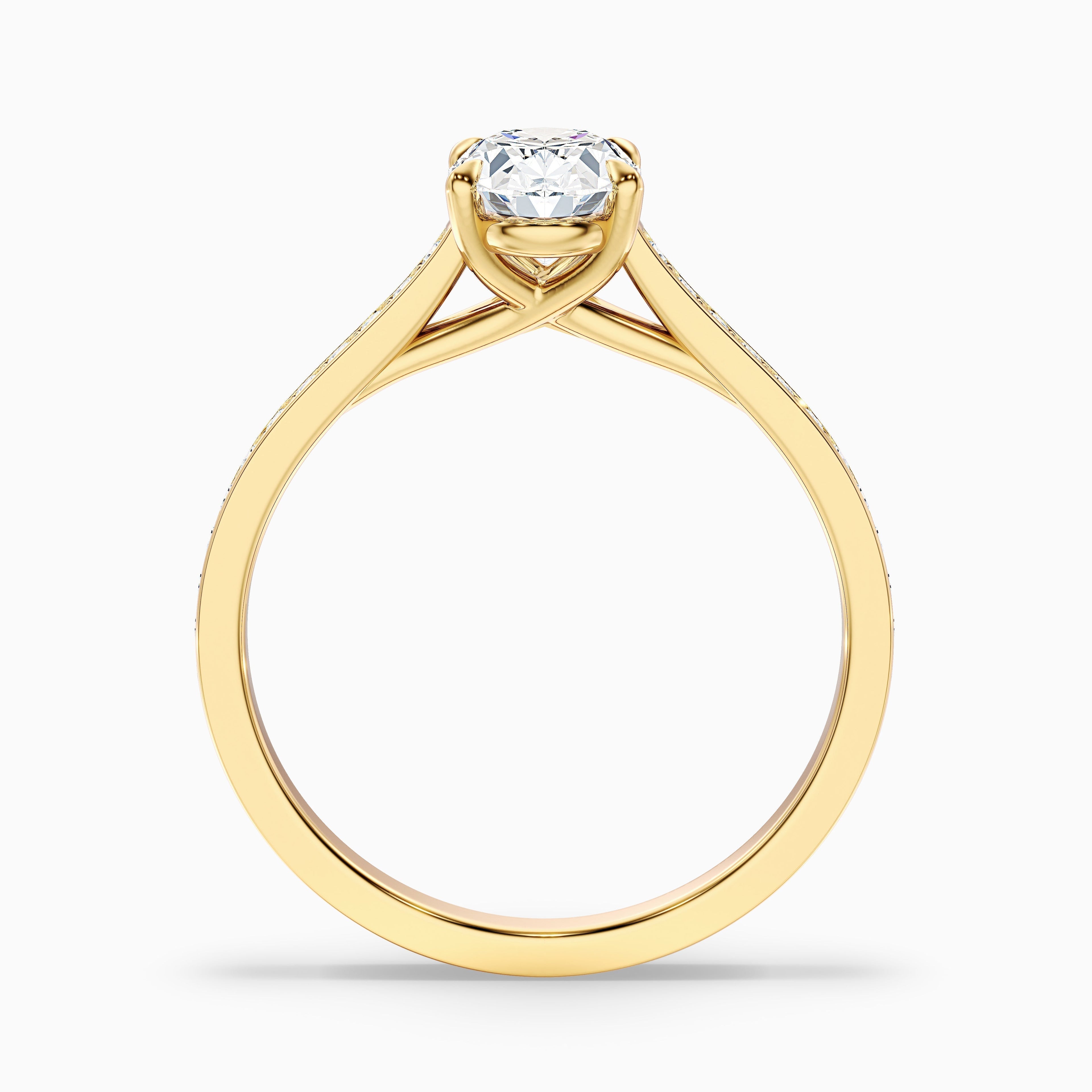 Sky 2 Carat Oval Cut Side Stone Pave Lab Grown Engagement Ring in 925 Sterling Silver