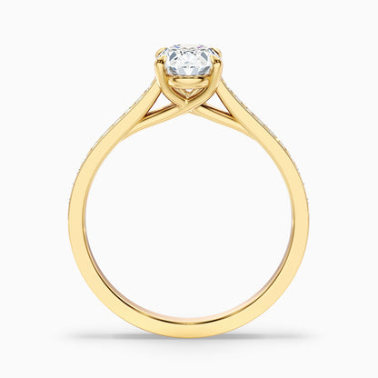 Carla 4 Carat Oval Cut Side Stone Pave Moissanite Diamond Ring in 10k White Gold