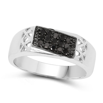 0.23 Carat Genuine Black Diamond .925 Sterling Silver Ring  DestGlow