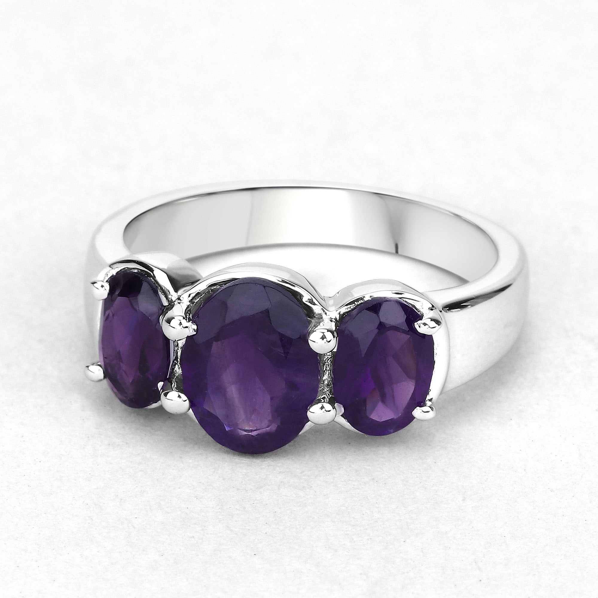 3.20 Carat Genuine Amethyst .925 Sterling Silver Ring  DestGlow
