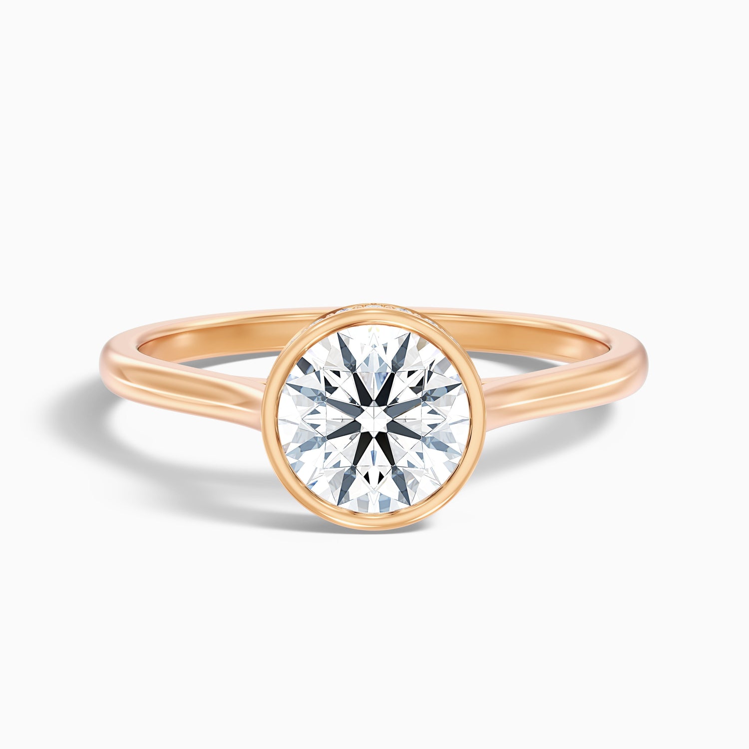 Angel 1.5 Carat Round Bezel Set Moissanite Diamond Ring with Hidden Halo in 18k White Gold