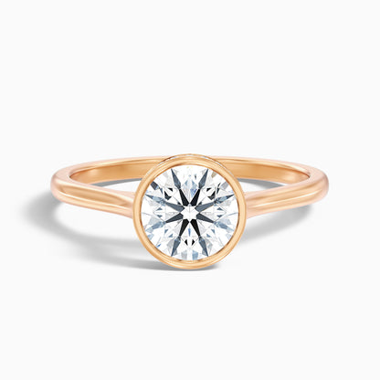 Angel 1.5 Carat Round Bezel Set Moissanite Diamond Ring with Hidden Halo in 925 Sterling Silver