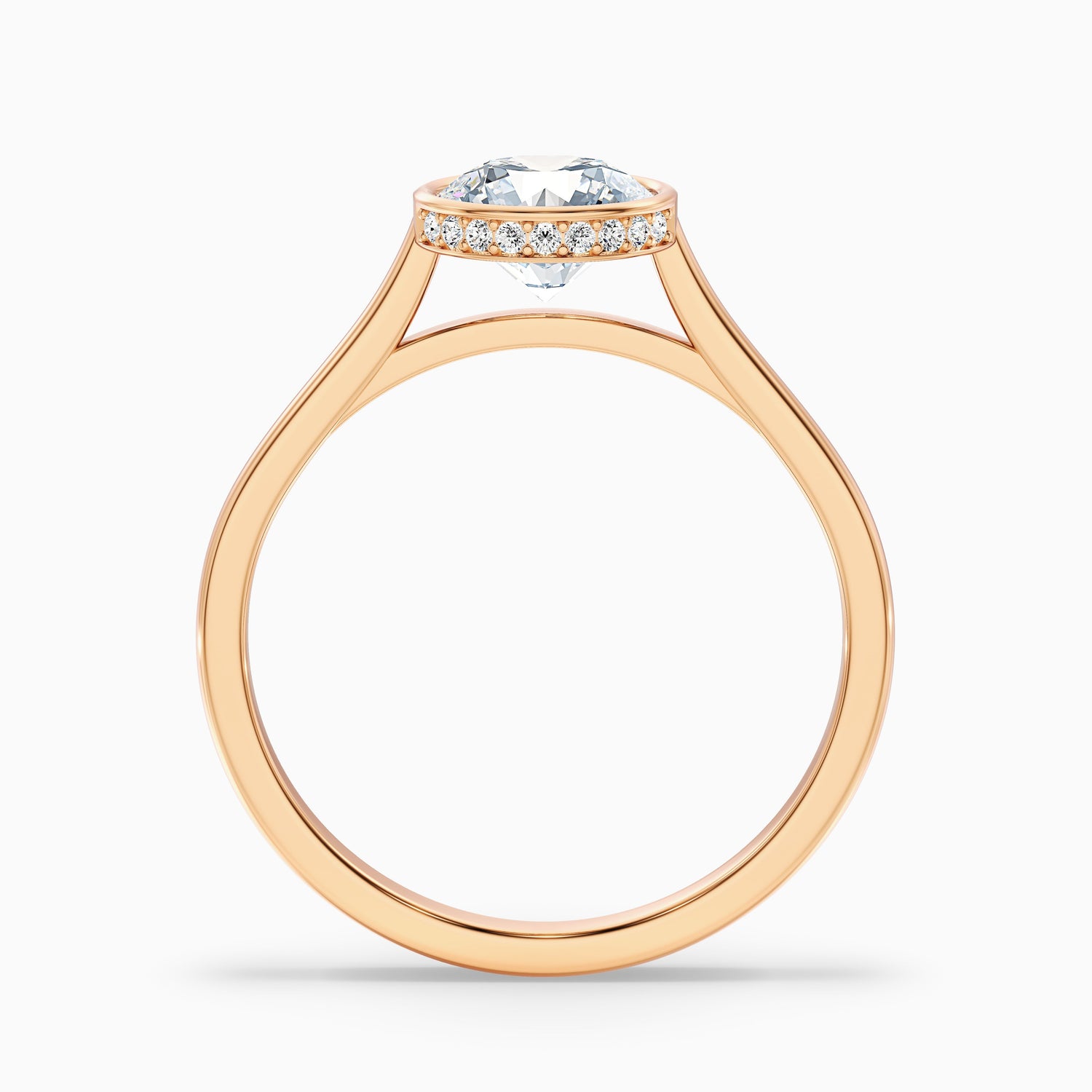Angel 1.5 Carat Round Bezel Set Moissanite Diamond Ring with Hidden Halo in 925 Sterling Silver