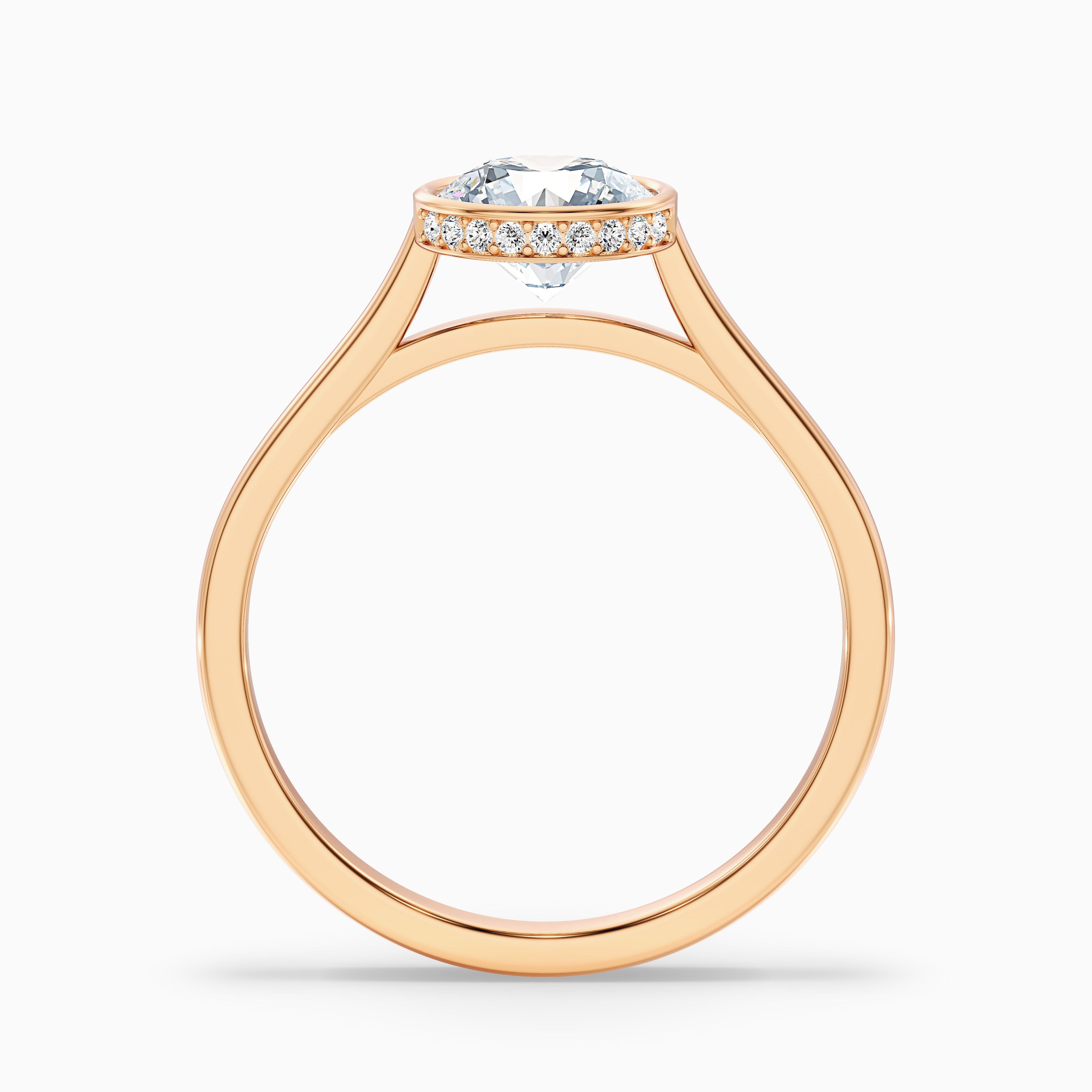 Angel 5 Carat Round Bezel Set Moissanite Diamond Ring with Hidden Halo in 10k Rose Gold