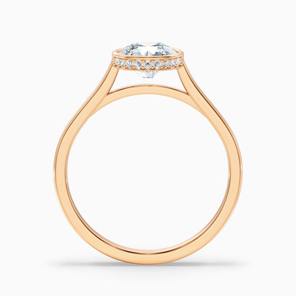 Angel 5 Carat Round Bezel Set Moissanite Diamond Ring with Hidden Halo in 10k Yellow Gold  DestGlow
