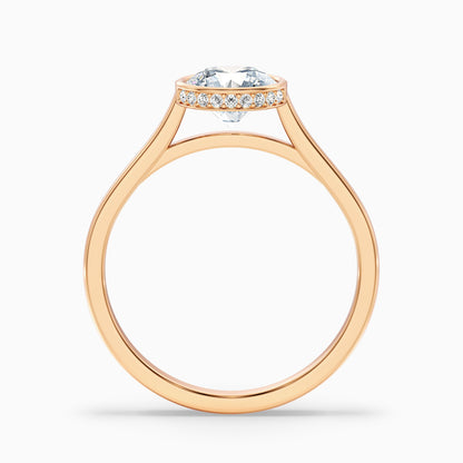 Angel 3 Carat Round Bezel Set Moissanite Diamond Ring with Hidden Halo in Platinum