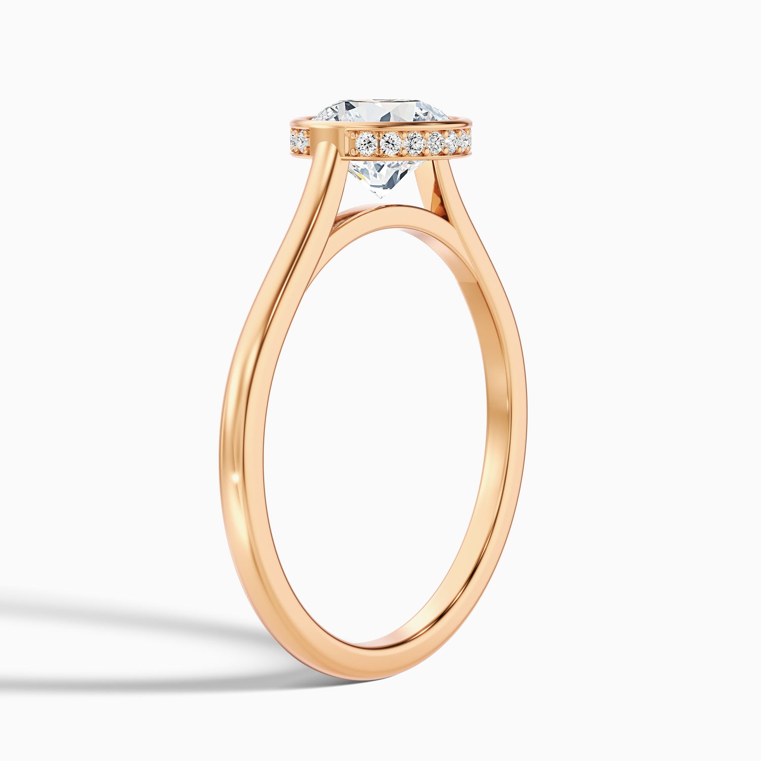 Myra 6 Carat Round Bezel Set Moissanite Engagement Ring in 10k Rose Gold