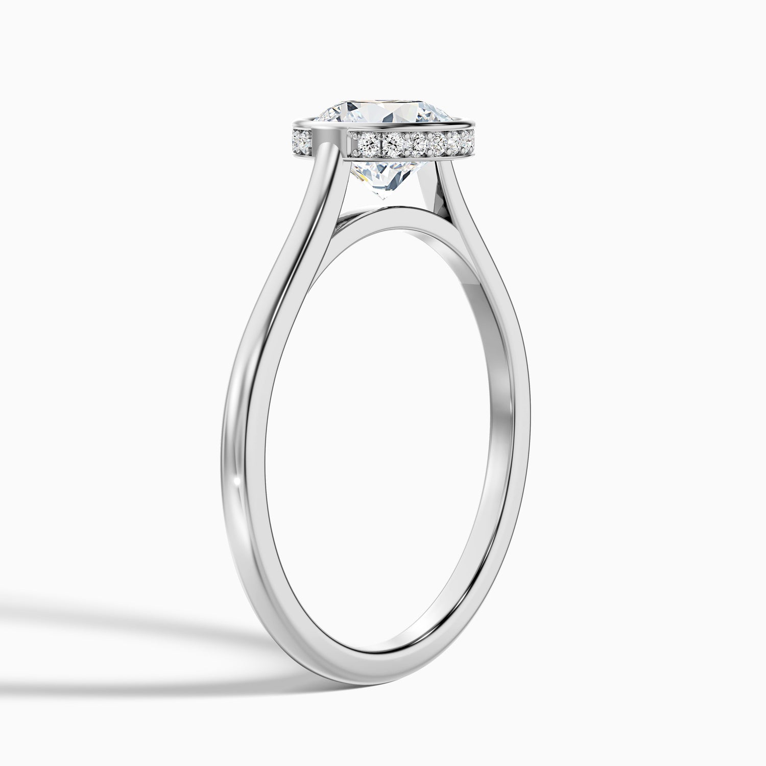 Myra 10 Carat Round Bezel Set Moissanite Engagement Ring in 10k White Gold
