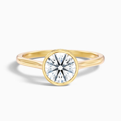 Angel 4 Carat Round Bezel Set Moissanite Diamond Ring with Hidden Halo in 14k Rose Gold
