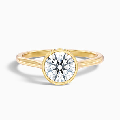 Myra 8 Carat Round Bezel Set Moissanite Engagement Ring in 18k Yellow Gold
