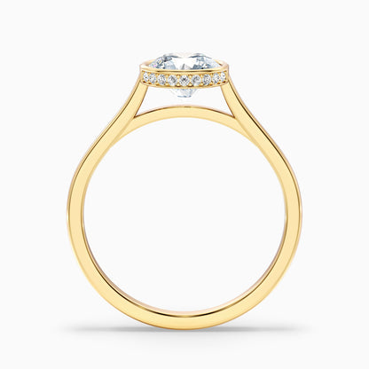 Angel 4.5 Carat Round Bezel Set Moissanite Diamond Ring with Hidden Halo in 14k Rose Gold