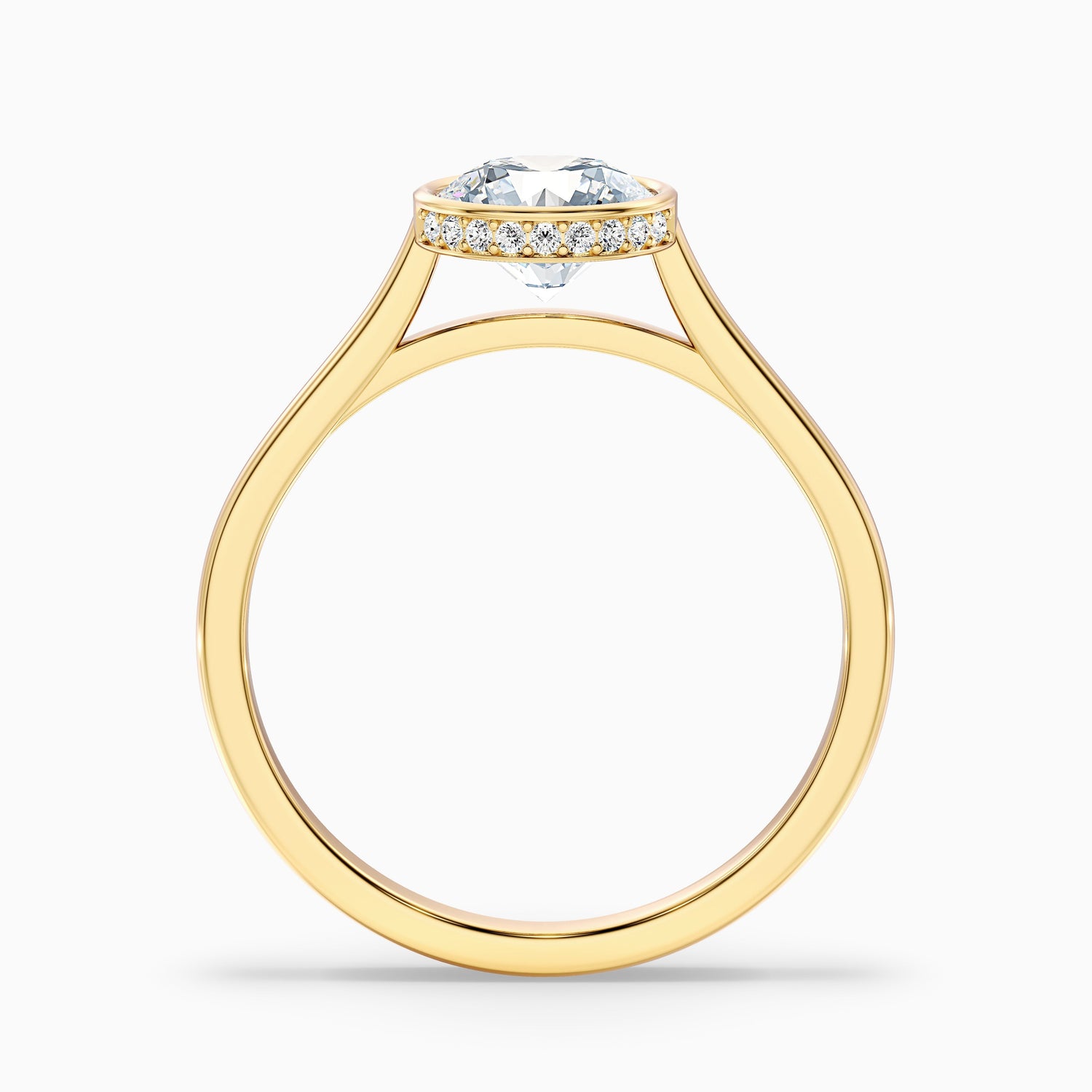 Angel 3.5 Carat Round Bezel Set Moissanite Diamond Ring with Hidden Halo in 925 Sterling Silver