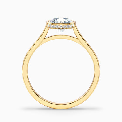 Angel 1 Carat Round Bezel Set Moissanite Diamond Ring with Hidden Halo in 14k White Gold