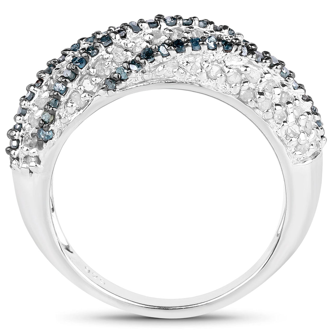 1.25 Carat Genuine Blue Diamond &amp; White Diamond .925 Sterling Silver Ring by Bids.com