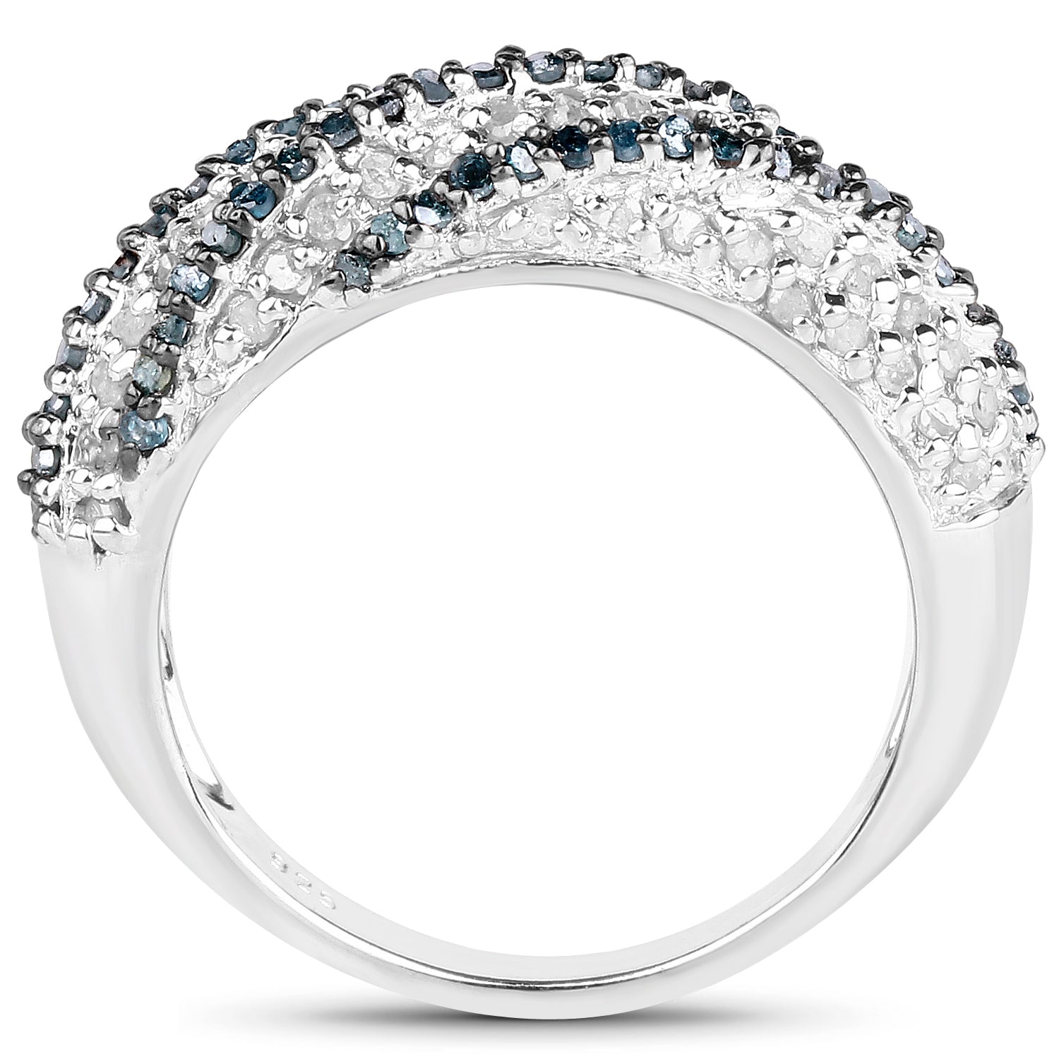1.25 Carat Genuine Blue Diamond &amp; White Diamond .925 Sterling Silver Ring by Bids.com