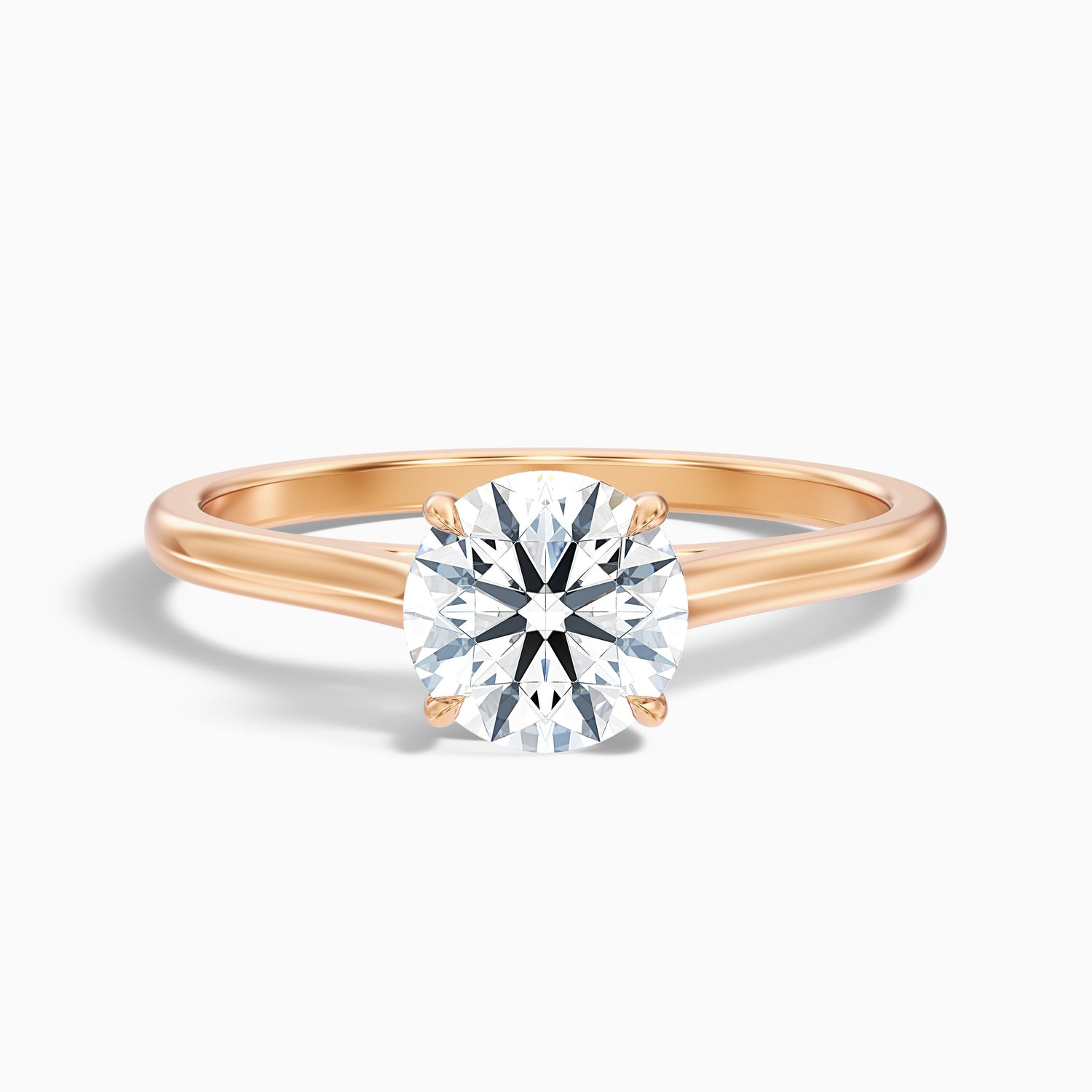 Lena 3 Carat Round Cut Solitaire Lab Grown Engagement Ring in 14k Rose Gold
