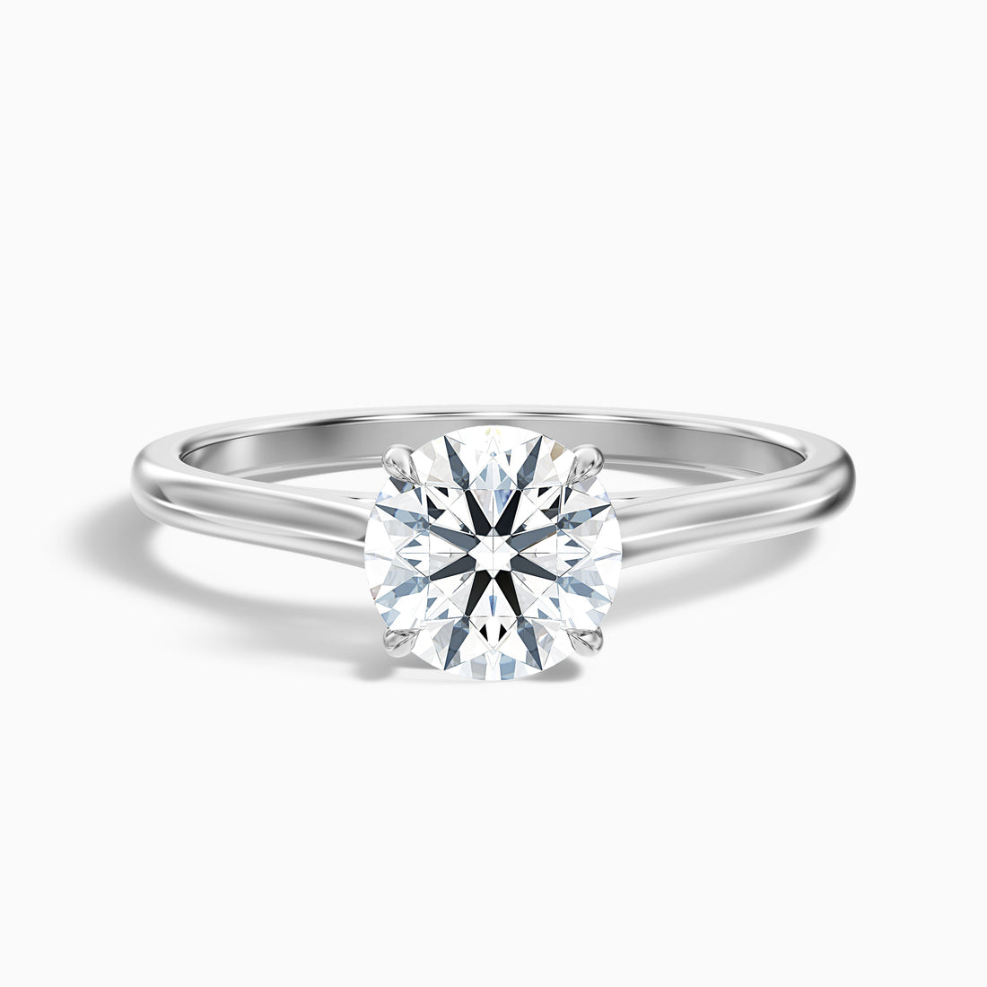 Lena 1 Carat Round Cut Solitaire Lab Grown Engagement Ring in 10k White Gold  DestGlow