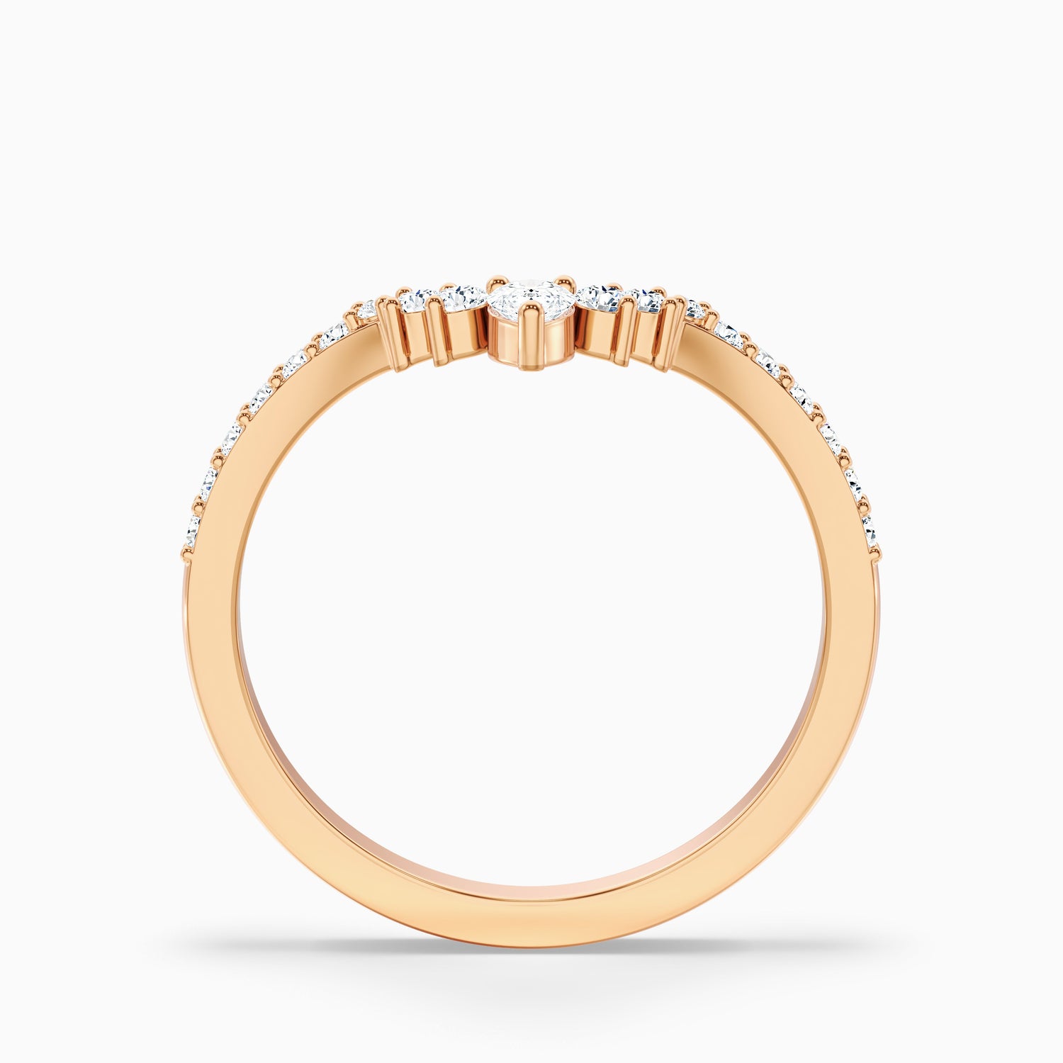 Winona Pear and Round Cut Crescent Shaped Lab Grown Diamond Wedding Band