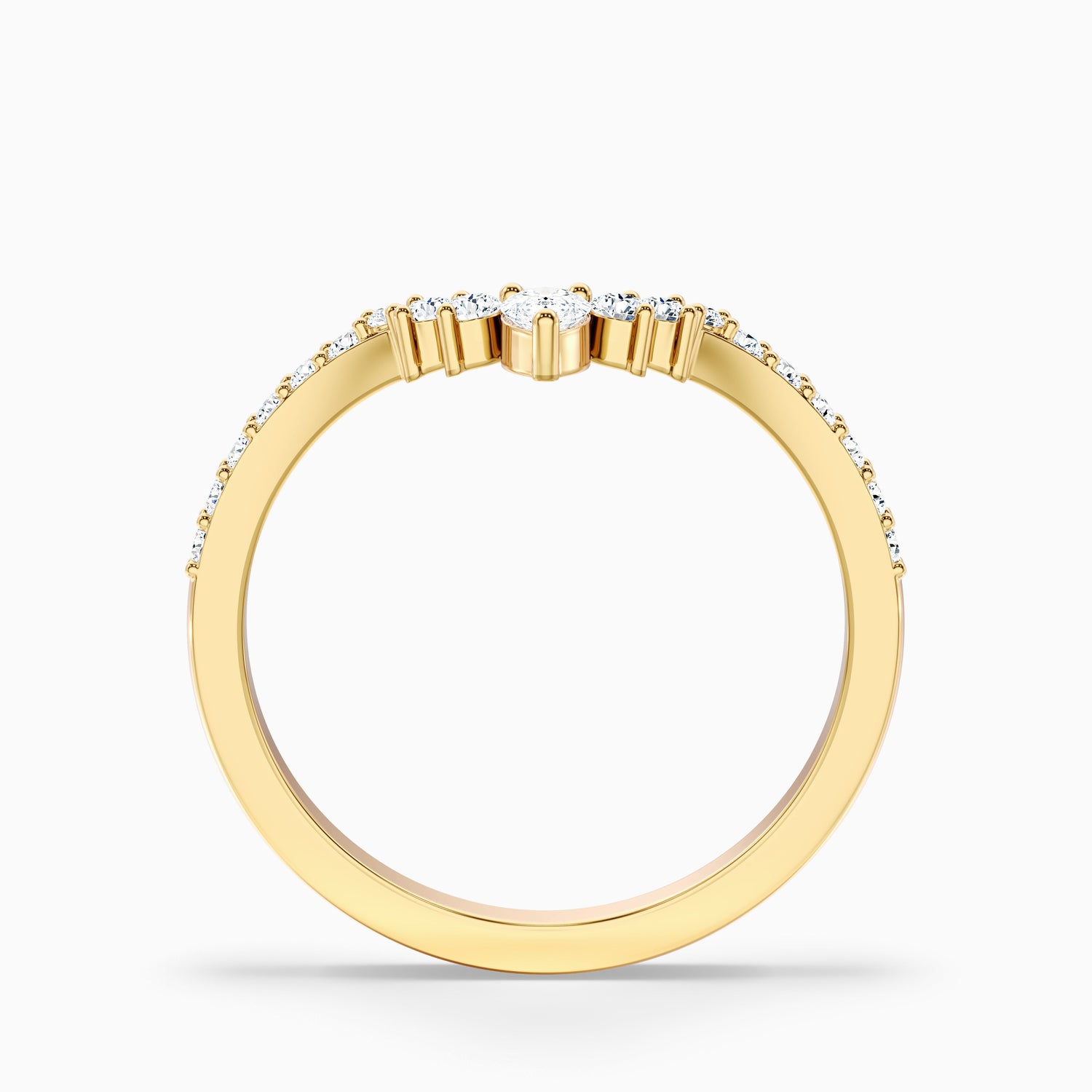 Winona Pear and Round Cut Crescent Shaped Lab Grown Diamond Wedding Band