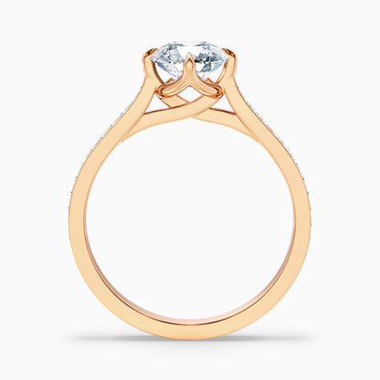 Anna 4.5 Carat Round Side Stone Pave Lab Grown Engagement Ring in 14k Rose Gold