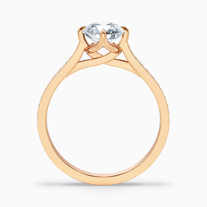 Alexa 5 Carat Round Side Stone Pave Moissanite Diamond Ring in 14k White Gold