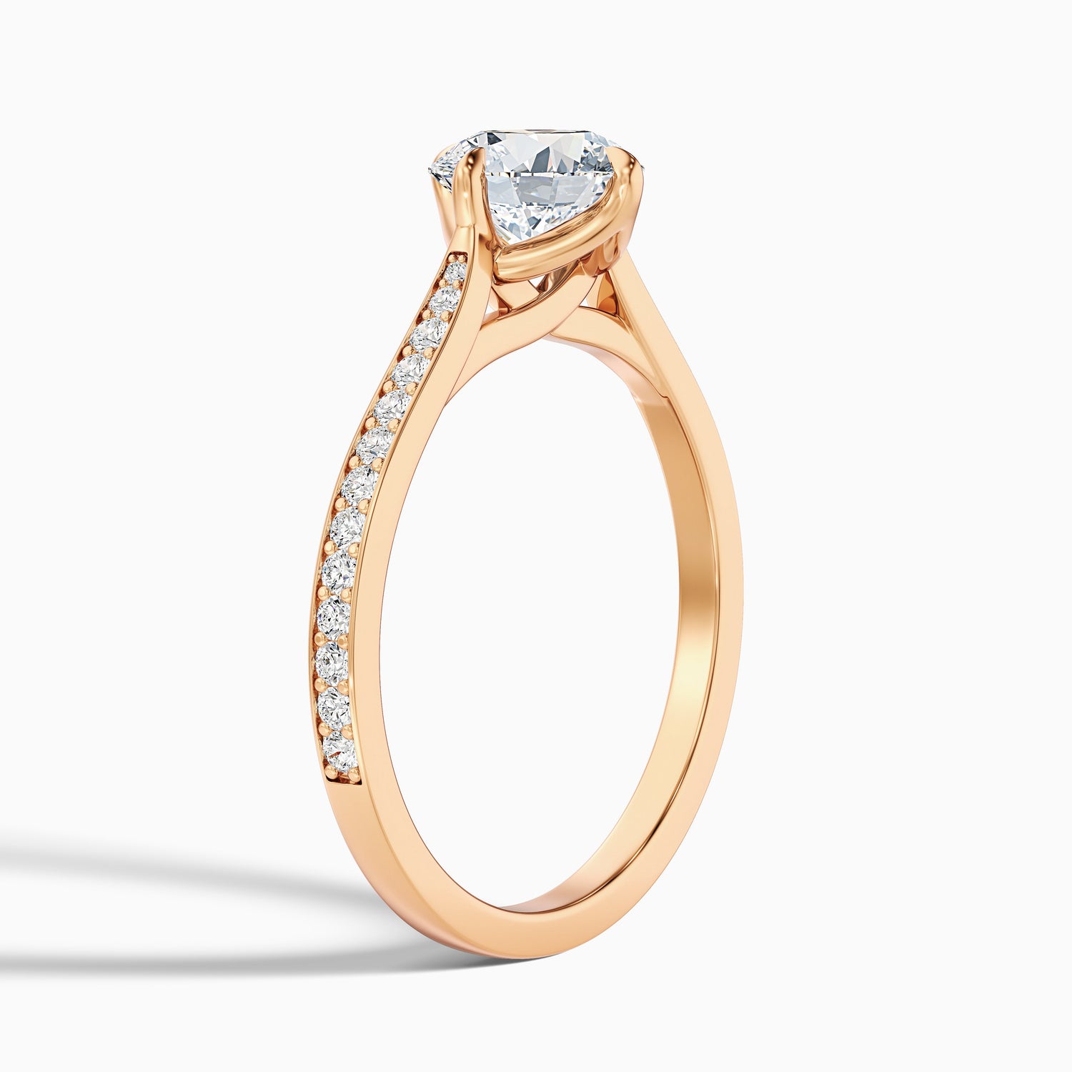 Alexa 4 Carat Round Side Stone Pave Moissanite Diamond Ring in 10k Yellow Gold