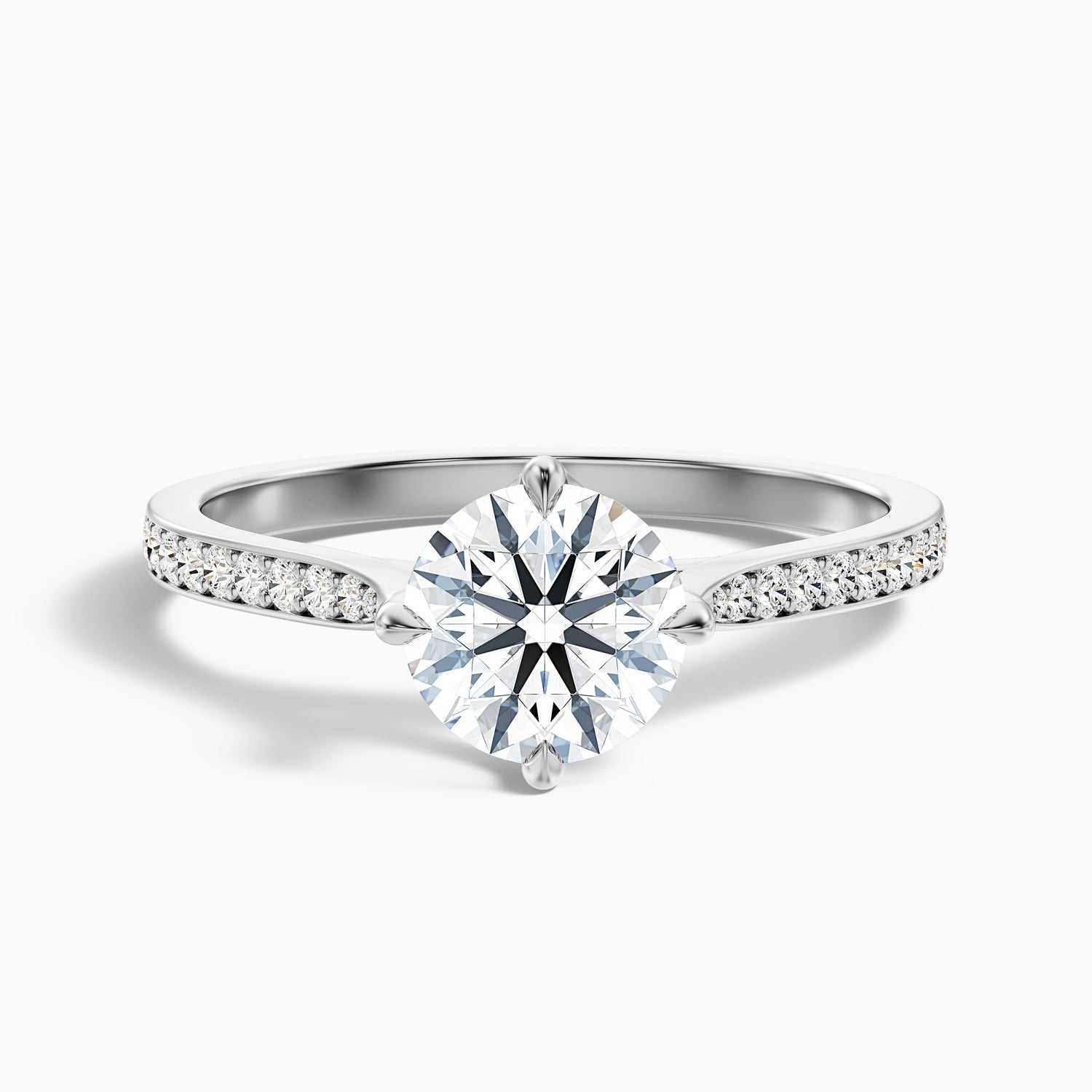Anna 3.5 Carat Round Side Stone Pave Lab Grown Engagement Ring in 18k Yellow Gold
