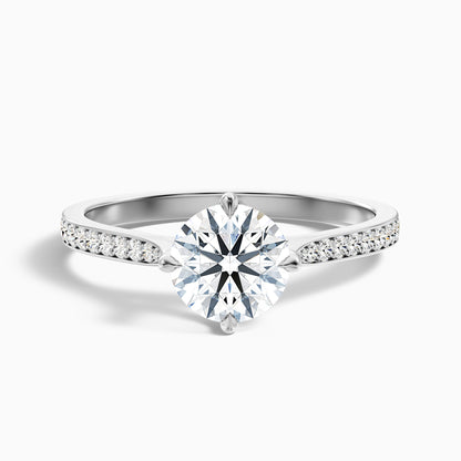 Anna 4 Carat Round Side Stone Pave Lab Grown Engagement Ring in 10k White Gold